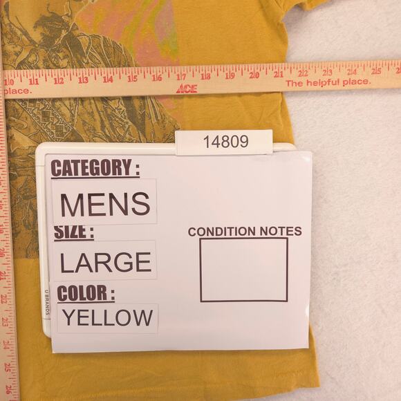 Jimi Hendrix Band Crew Neck Short Sleeve Graphic T Shirt Mens Size L Yellow - Picture 8 of 9